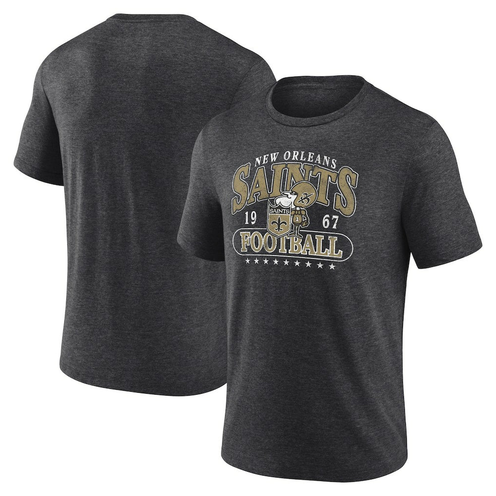 Fanatics New Orleans Saints Retro Tri-Blend T-Shirt Heather Charcoal