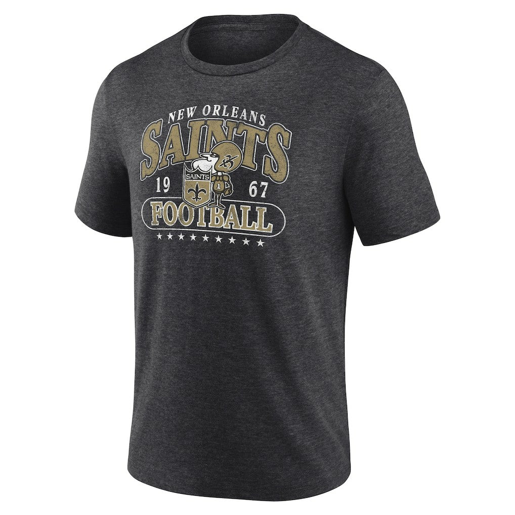 Fanatics New Orleans Saints Retro Tri-Blend T-Shirt Heather Charcoal