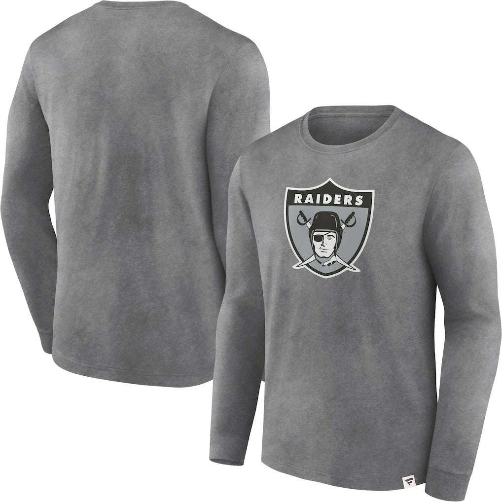 Fanatics Las Vegas Raiders Washed Primary Long Sleeve T-Shirt Heather Charcoal