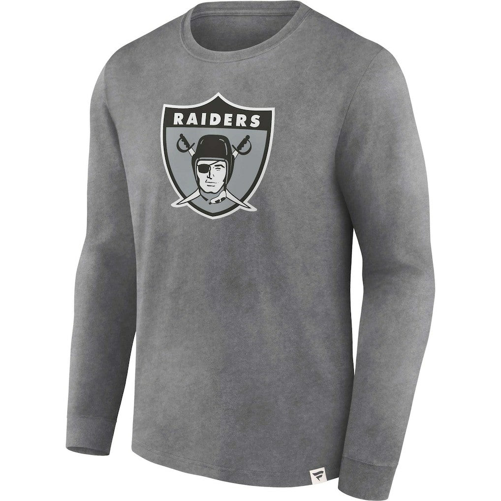Fanatics Las Vegas Raiders Washed Primary Long Sleeve T-Shirt Heather Charcoal