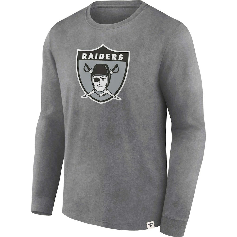 Fanatics Las Vegas Raiders Washed Primary Long Sleeve T-Shirt Heather Charcoal