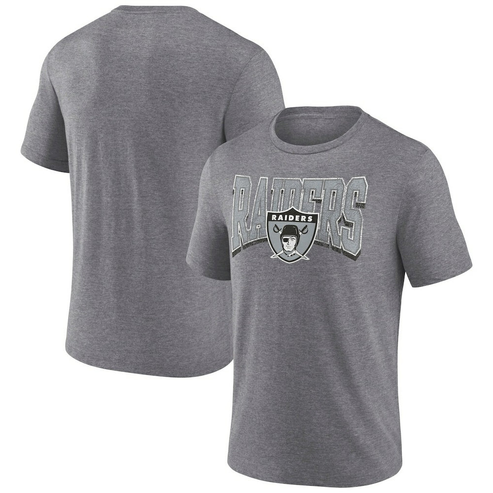 Fanatics Las Vegas Raiders Warped Block Tri-Blend T-Shirt Heather Gray