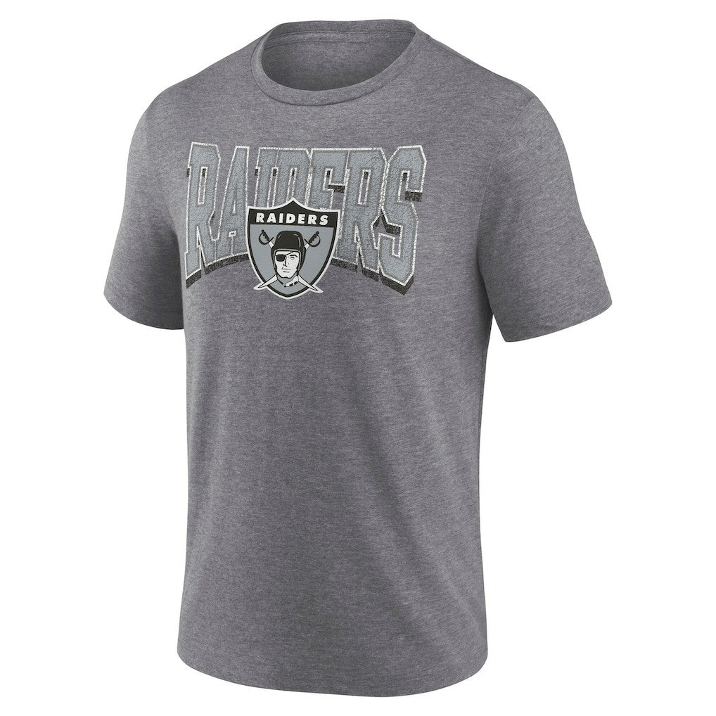 Fanatics Las Vegas Raiders Warped Block Tri-Blend T-Shirt Heather Gray