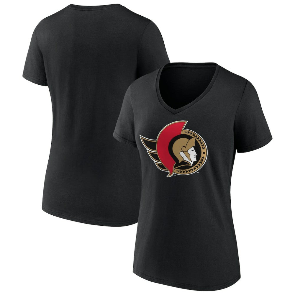 Ottawa Senators Women's Team Logo V-Neck T-Shirt - Black - NHL 5087581
