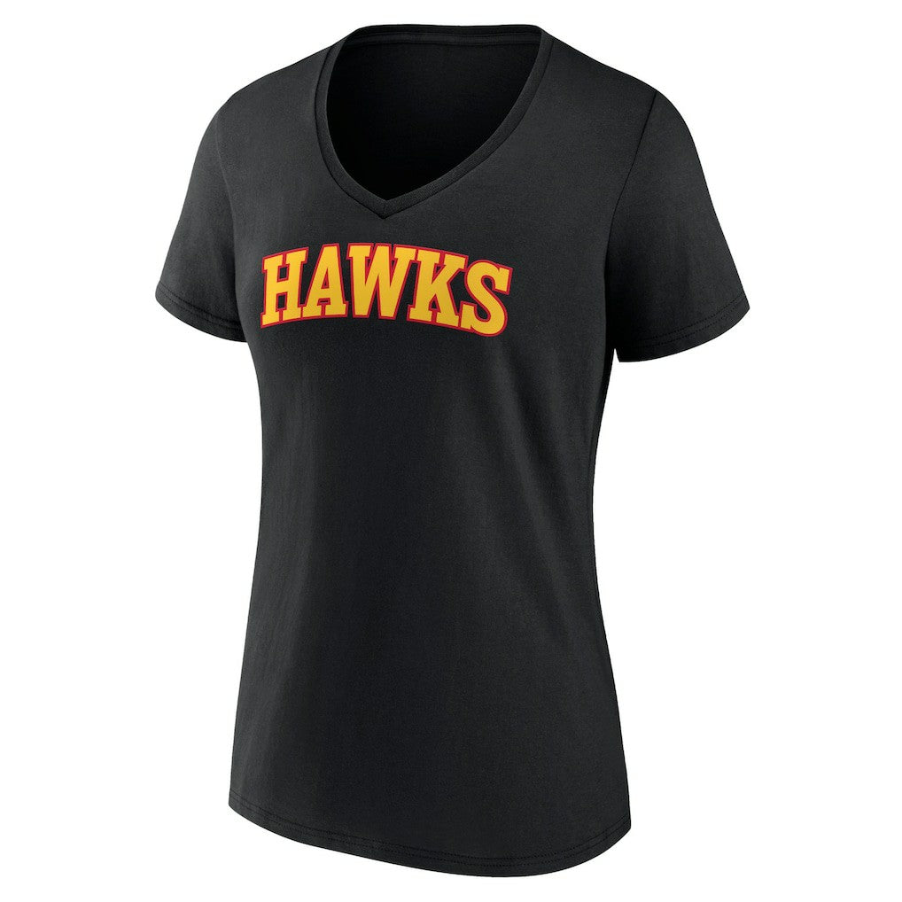 Atlanta Hawks Women's Wordmark V-Neck T-Shirt Black