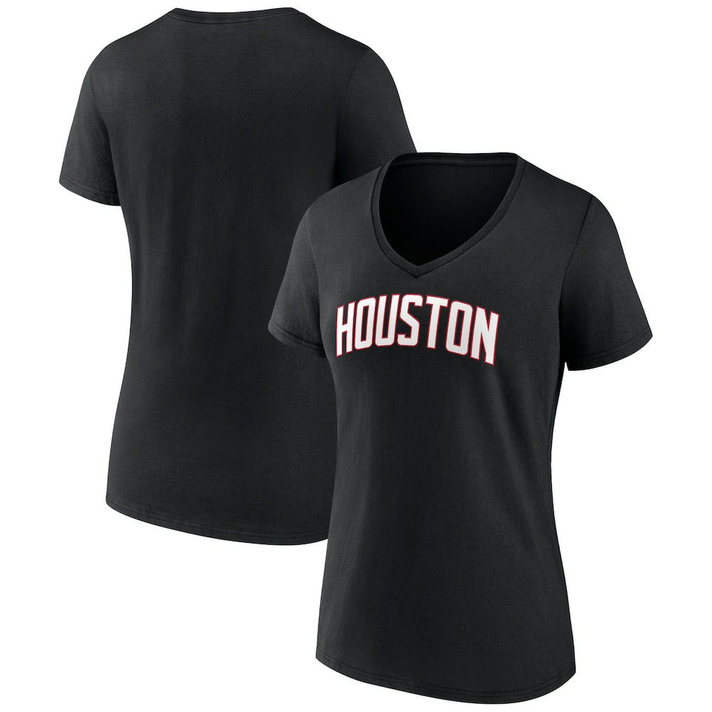 Houston Rockets Women's Wordmark V-Neck T-Shirt Black