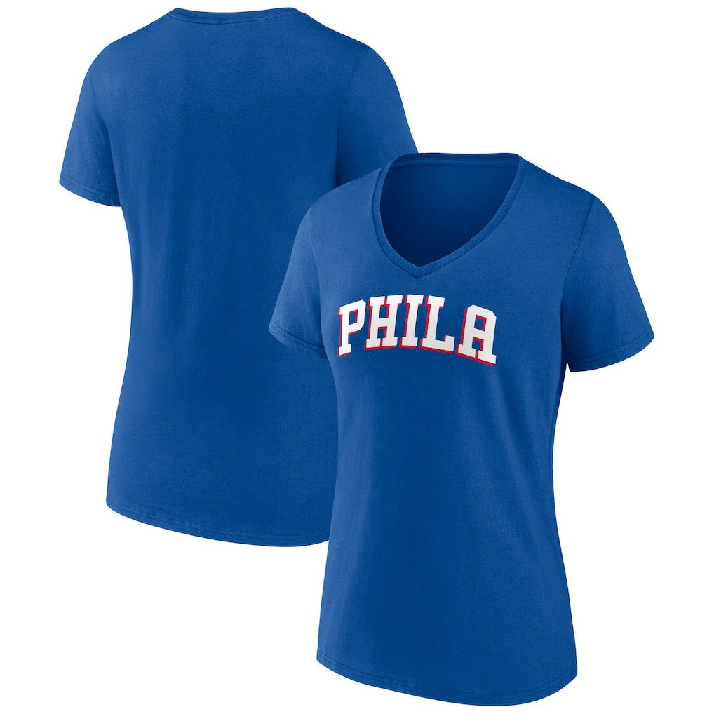 Philadelphia 76ers Women's Wordmark V-Neck T-Shirt Royal