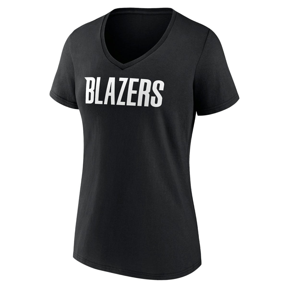 Portland Trail Blazers Women's Wordmark V-Neck T-Shirt Black
