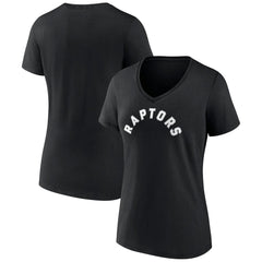 Toronto Raptors Women's Wordmark V-Neck T-Shirt Black