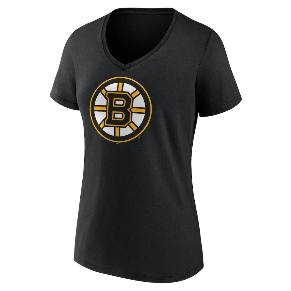 Boston Bruins Women's Team Logo V-Neck T-Shirt - Black - NHL 5088094