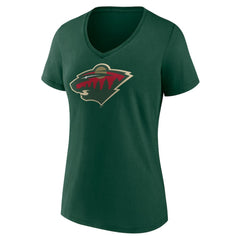 Minnesota Wild Women's Team Logo V-Neck T-Shirt - Green - NHL 5088105