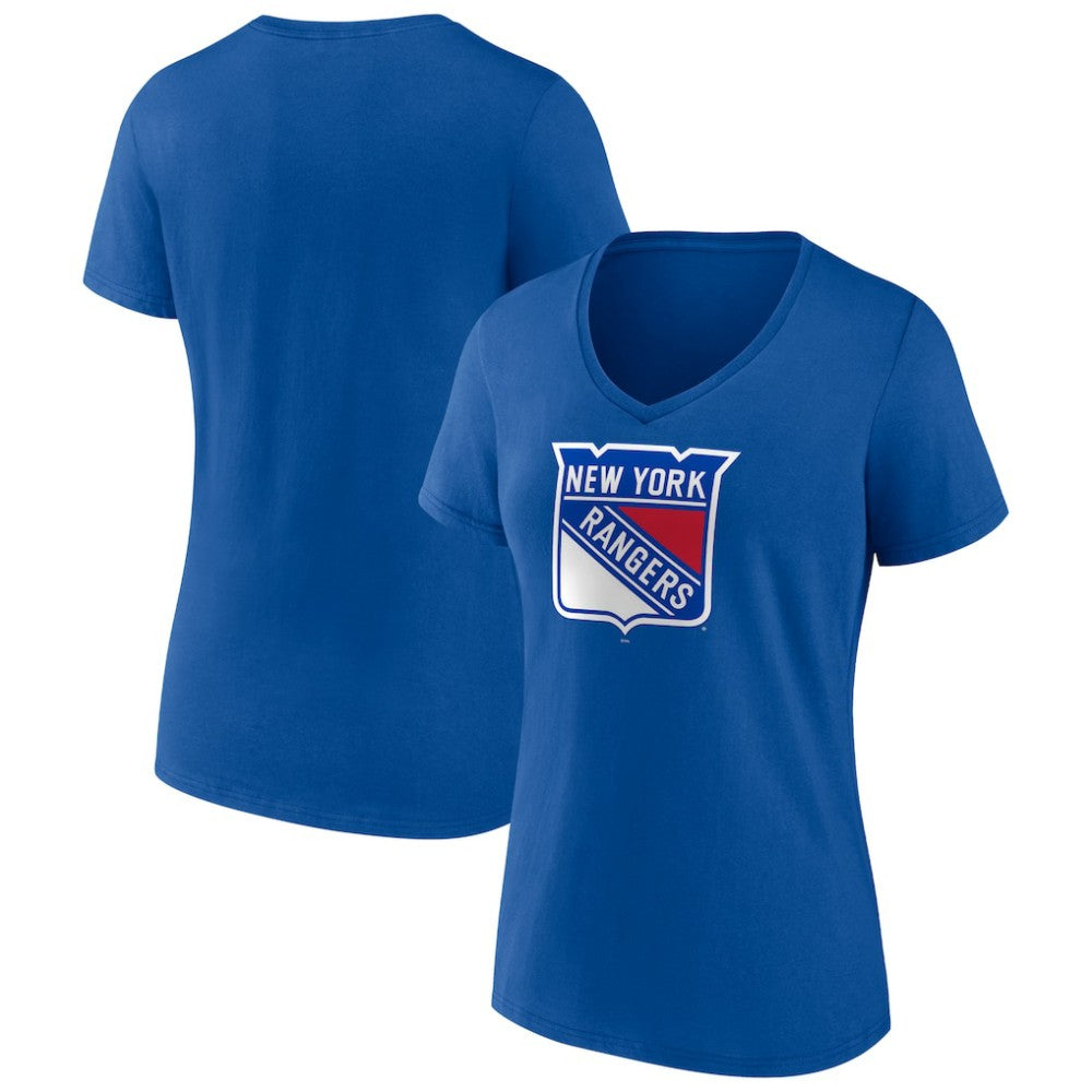 New York Rangers Women's Team Logo V-Neck T-Shirt - Royal - NHL 5088108