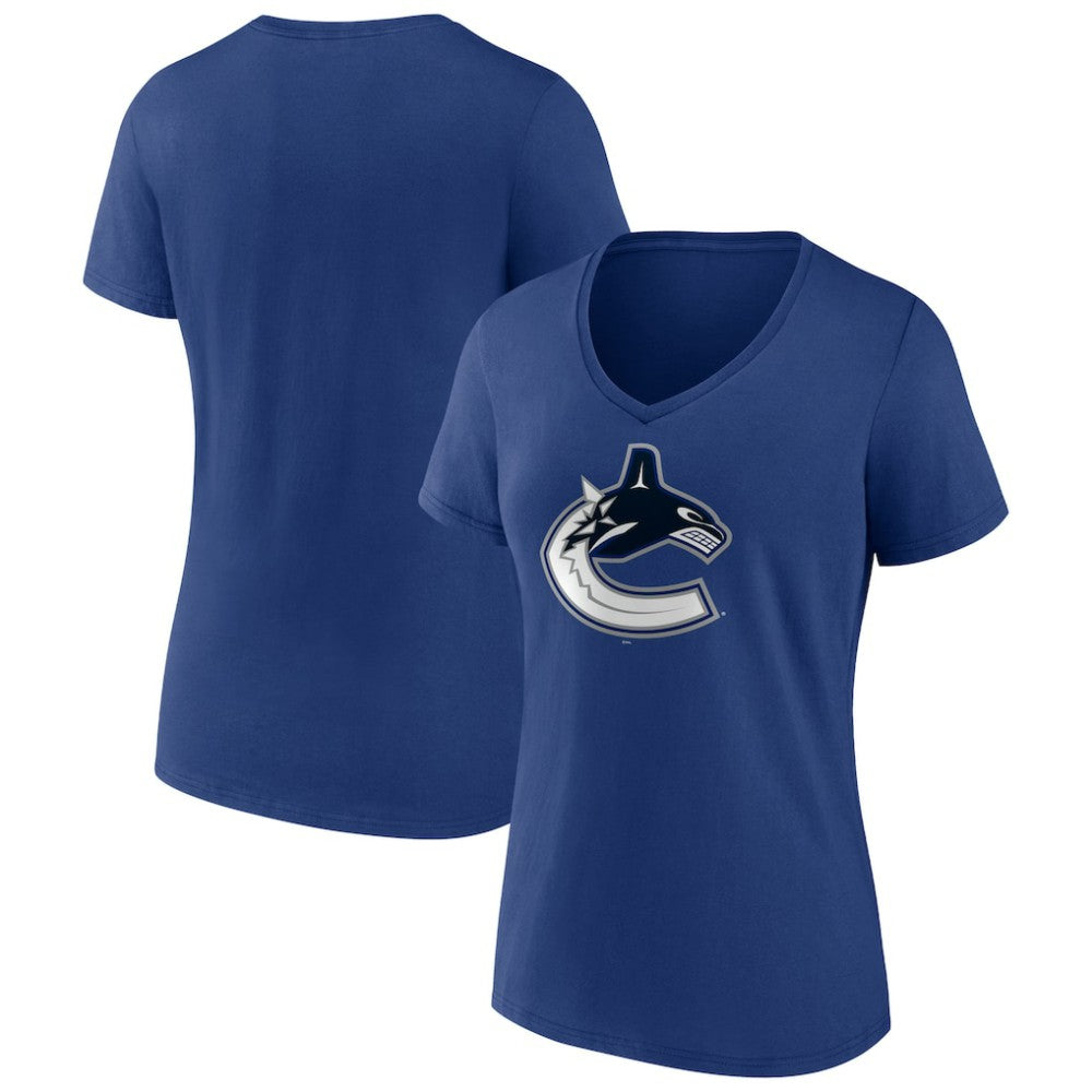 Vancouver Canucks Women's Team Logo V-Neck T-Shirt - Blue - NHL 5088114