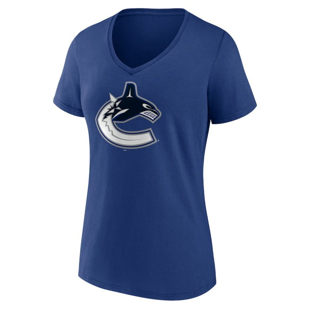 Vancouver Canucks Women's Team Logo V-Neck T-Shirt - Blue - NHL 5088114