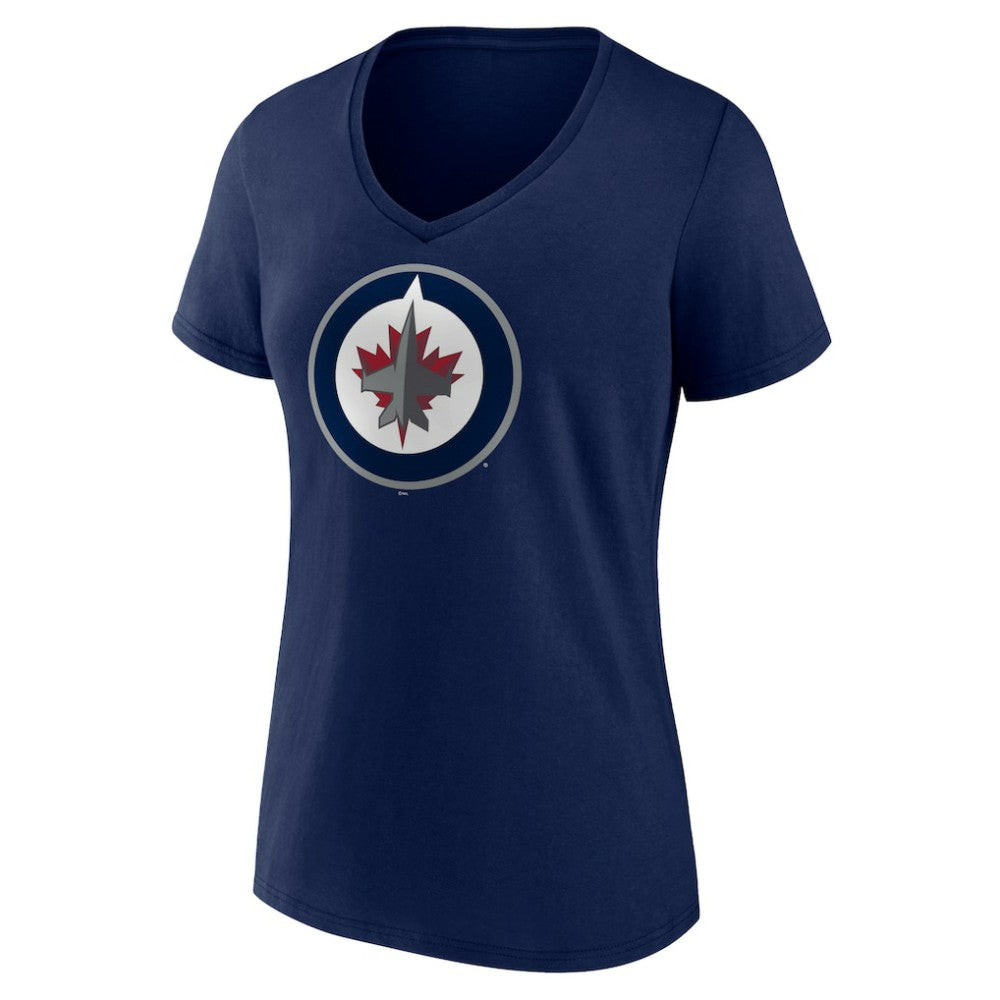 Winnipeg Jets Women's Team Logo V-Neck T-Shirt - Navy - NHL 5088116