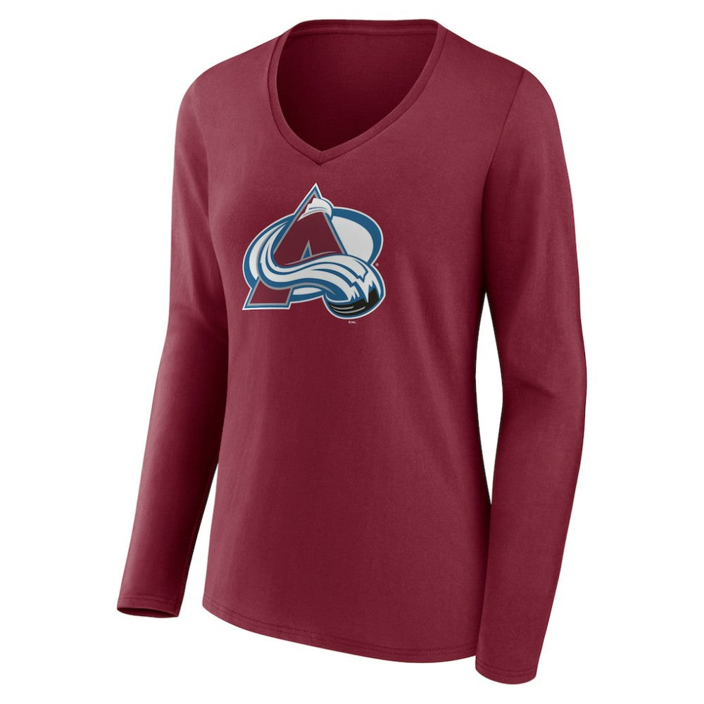 Colorado Avalanche Women's Team Logo Long Sleeve V-Neck T-Shirt - Burgundy - NHL 5088122