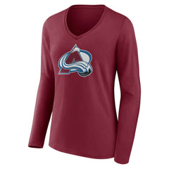 Colorado Avalanche Women's Team Logo Long Sleeve V-Neck T-Shirt - Burgundy - NHL 5088122