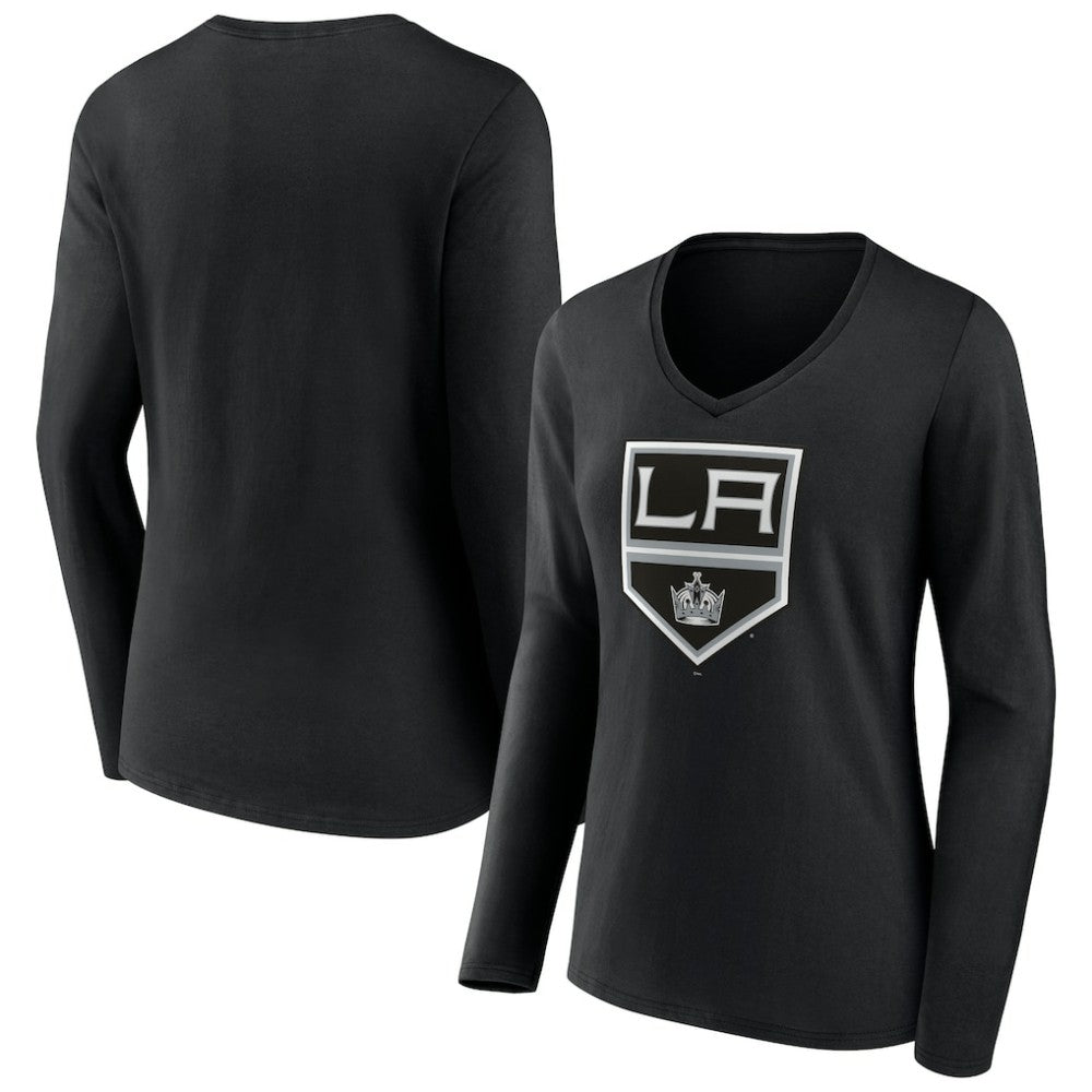 Los Angeles Kings Women's Team Logo Long Sleeve V-Neck T-Shirt - Black - NHL 5088125