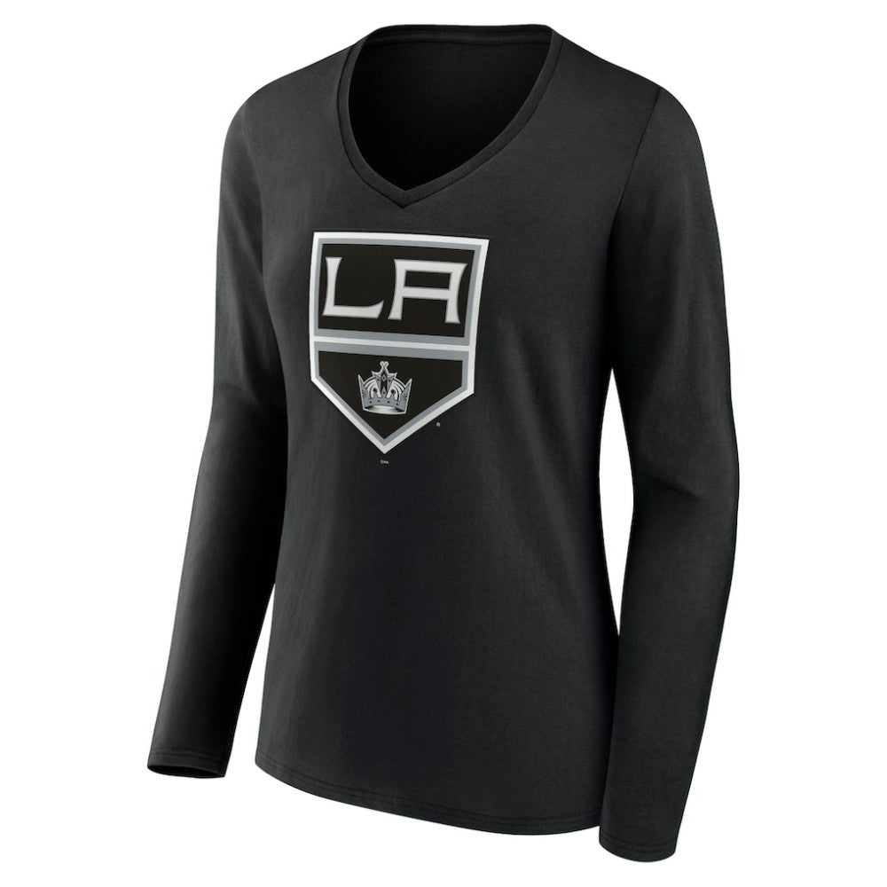 Los Angeles Kings Women's Team Logo Long Sleeve V-Neck T-Shirt - Black - NHL 5088125