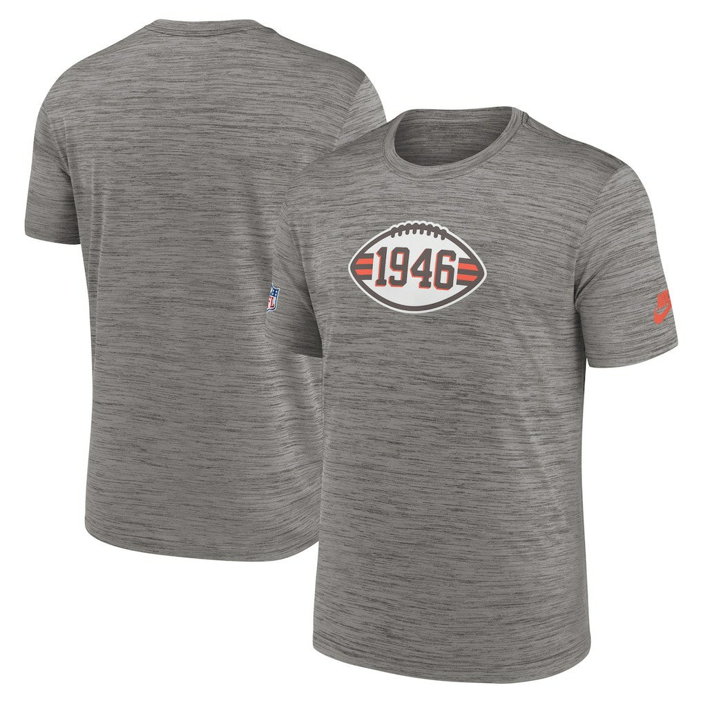 Nike Cleveland Browns 2023 Sideline Alternate Logo Performance T-Shirt Heather Charcoal