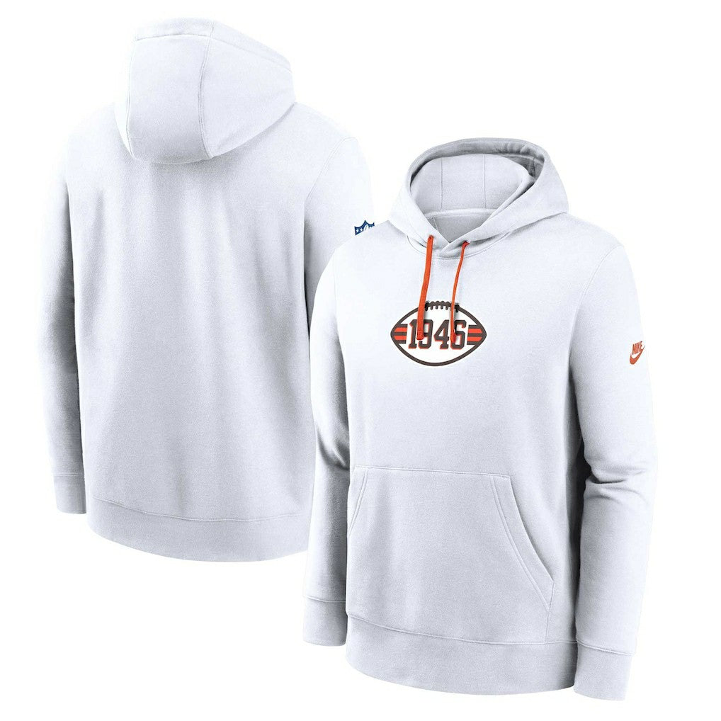 Nike Cleveland Browns 2023 Sideline Club Alternate Tri-Blend Pullover Hoodie White