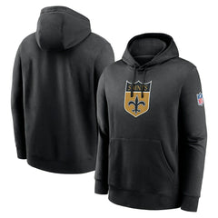 Nike New Orleans Saints 2023 Sideline Club Alternate Tri-Blend Pullover Hoodie Black