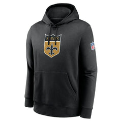 Nike New Orleans Saints 2023 Sideline Club Alternate Tri-Blend Pullover Hoodie Black