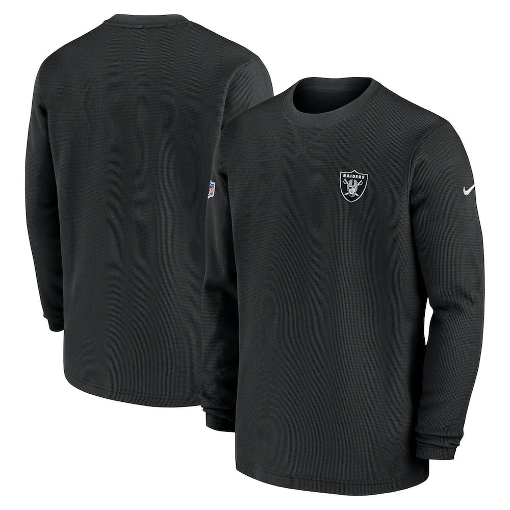 Nike Las Vegas Raiders 2023 Sideline Throwback Heavy Brushed Waffle Long Sleeve Top Black