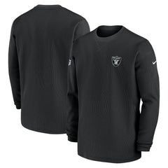 Nike Las Vegas Raiders 2023 Sideline Throwback Heavy Brushed Waffle Long Sleeve Top Black