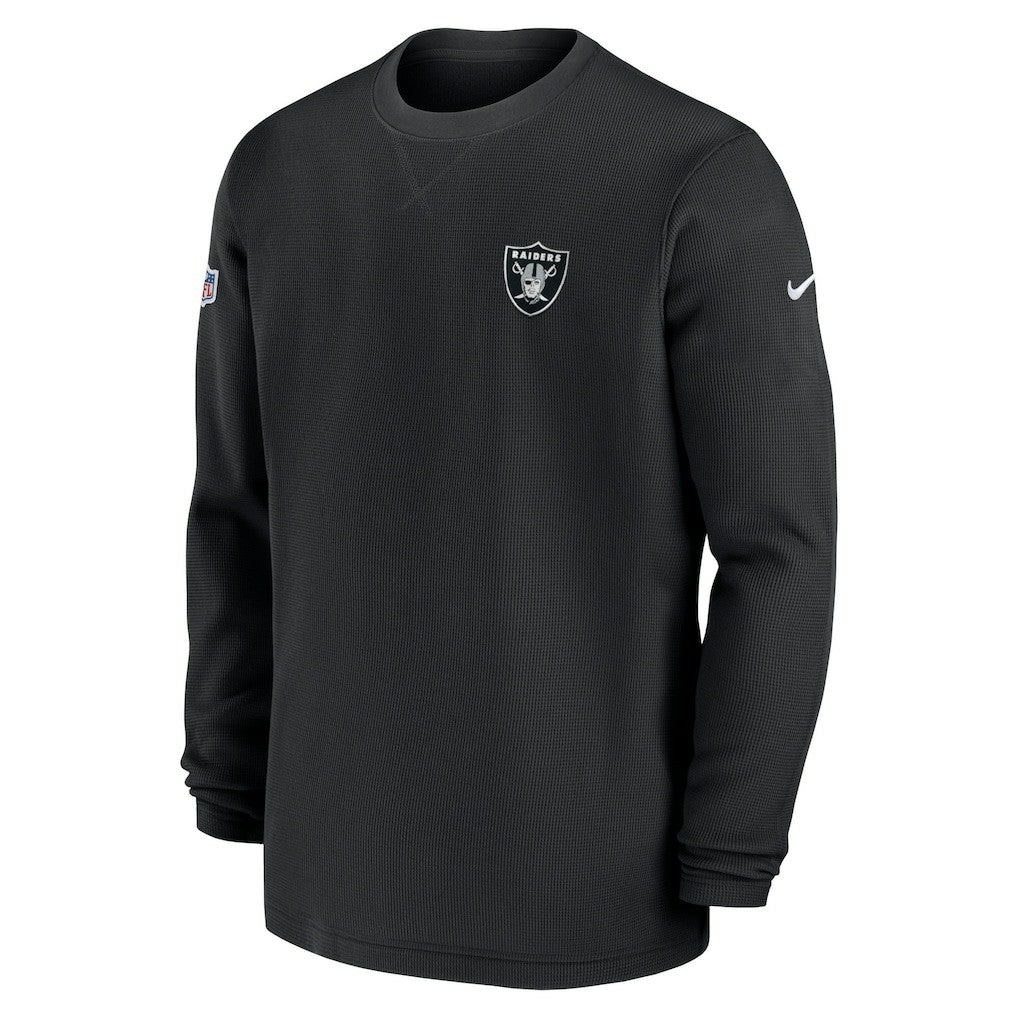 Nike Las Vegas Raiders 2023 Sideline Throwback Heavy Brushed Waffle Long Sleeve Top Black