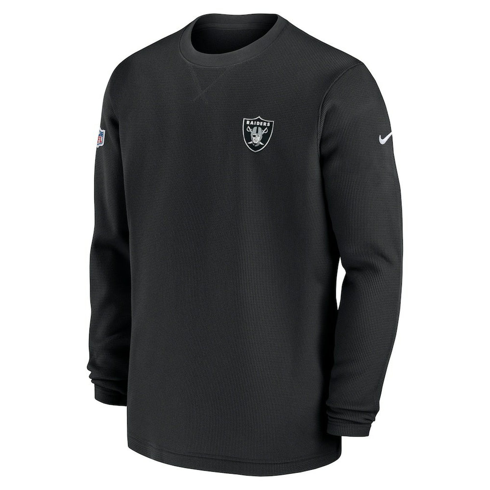 Nike Las Vegas Raiders 2023 Sideline Throwback Heavy Brushed Waffle Long Sleeve Top Black