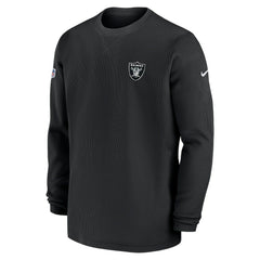 Nike Las Vegas Raiders 2023 Sideline Throwback Heavy Brushed Waffle Long Sleeve Top Black