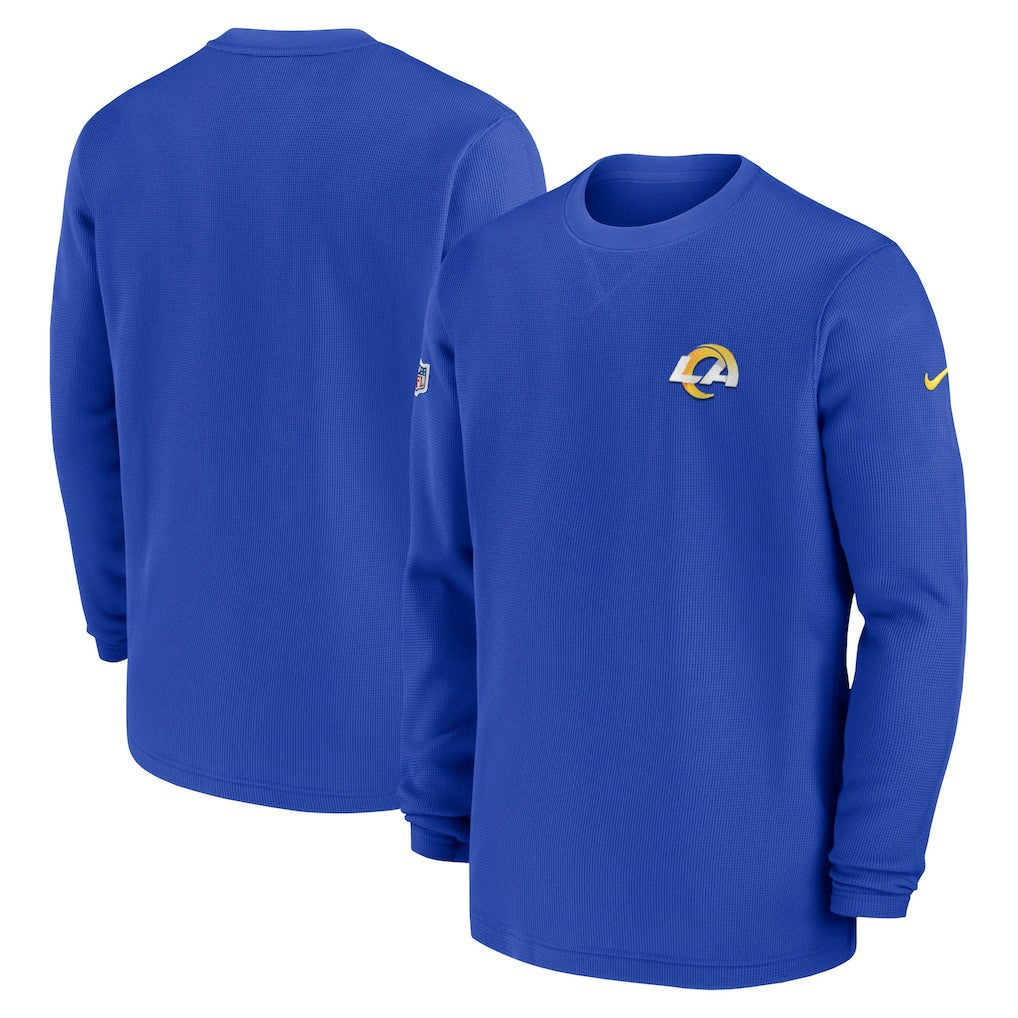 Nike Los Angeles Rams 2023 Sideline Throwback Heavy Brushed Waffle Long Sleeve Top Royal