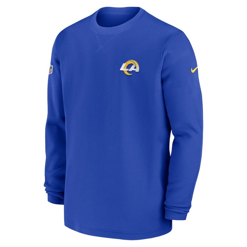 Nike Los Angeles Rams 2023 Sideline Throwback Heavy Brushed Waffle Long Sleeve Top Royal