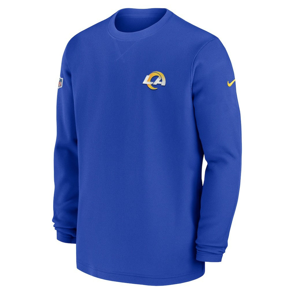 Nike Los Angeles Rams 2023 Sideline Throwback Heavy Brushed Waffle Long Sleeve Top Royal