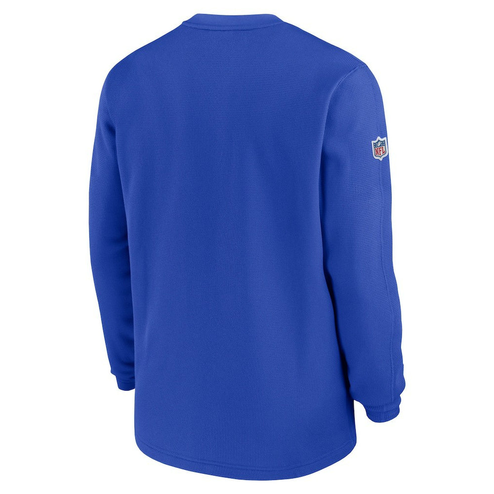 Nike Los Angeles Rams 2023 Sideline Throwback Heavy Brushed Waffle Long Sleeve Top Royal