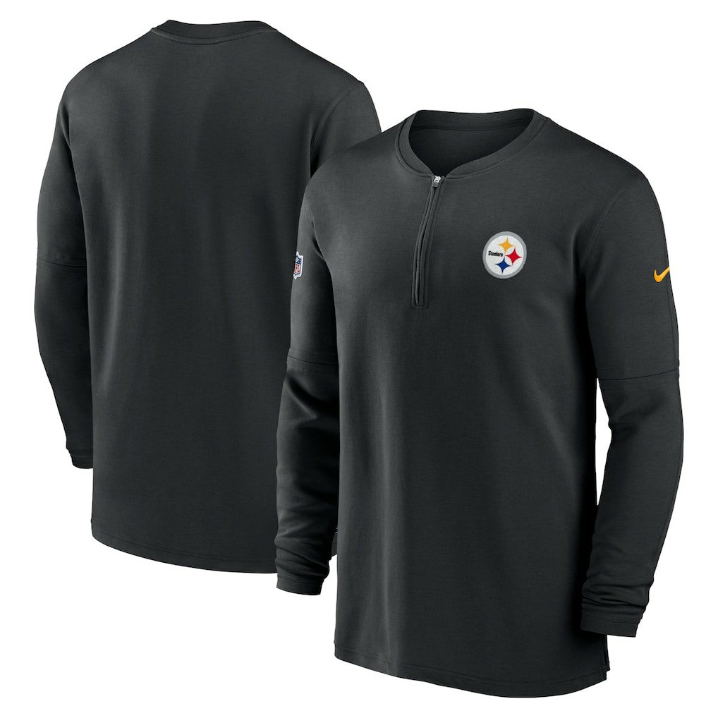 Nike Pittsburgh Steelers 2023 Sideline Performance Long Sleeve Tri-Blend Quarter-Zip Top Black