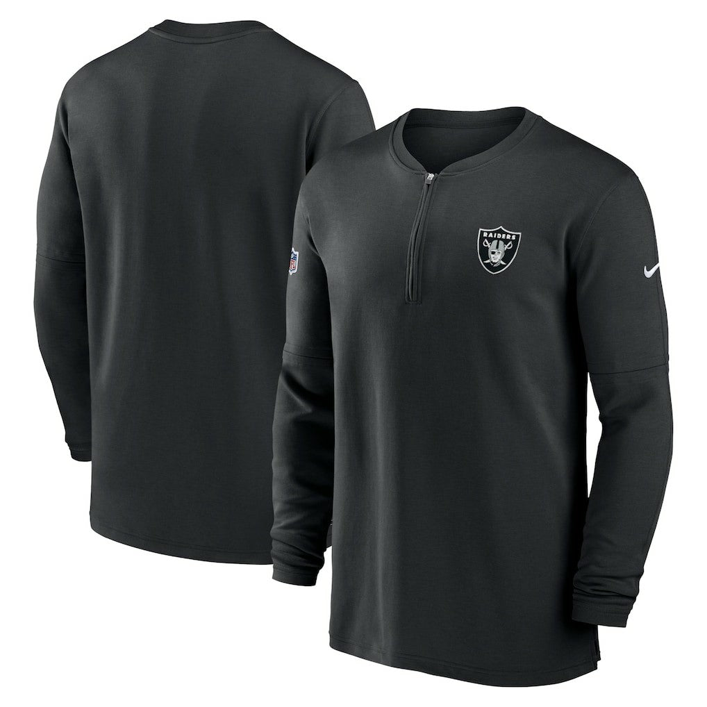Nike Las Vegas Raiders 2023 Sideline Performance Long Sleeve Tri-Blend Quarter-Zip Top Black