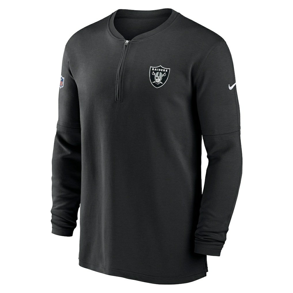Nike Las Vegas Raiders 2023 Sideline Performance Long Sleeve Tri-Blend Quarter-Zip Top Black