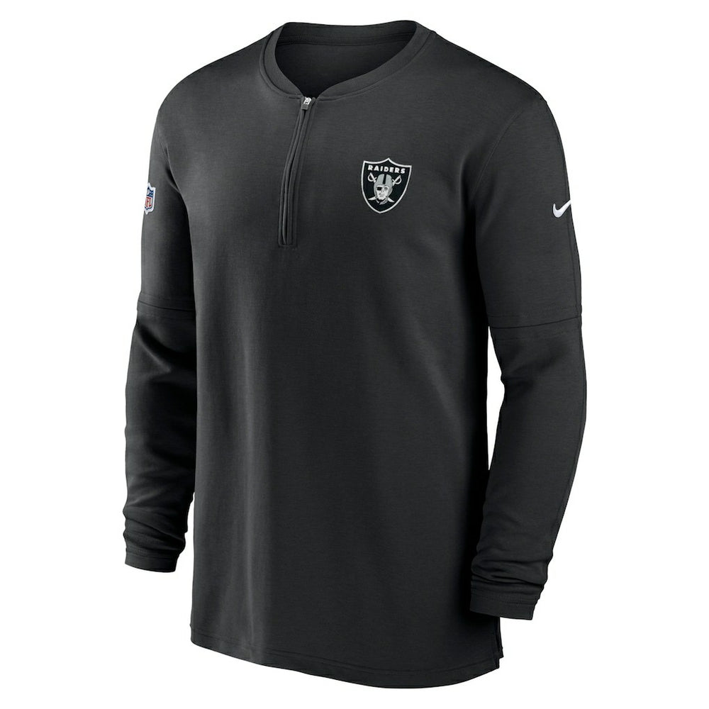 Nike Las Vegas Raiders 2023 Sideline Performance Long Sleeve Tri-Blend Quarter-Zip Top Black