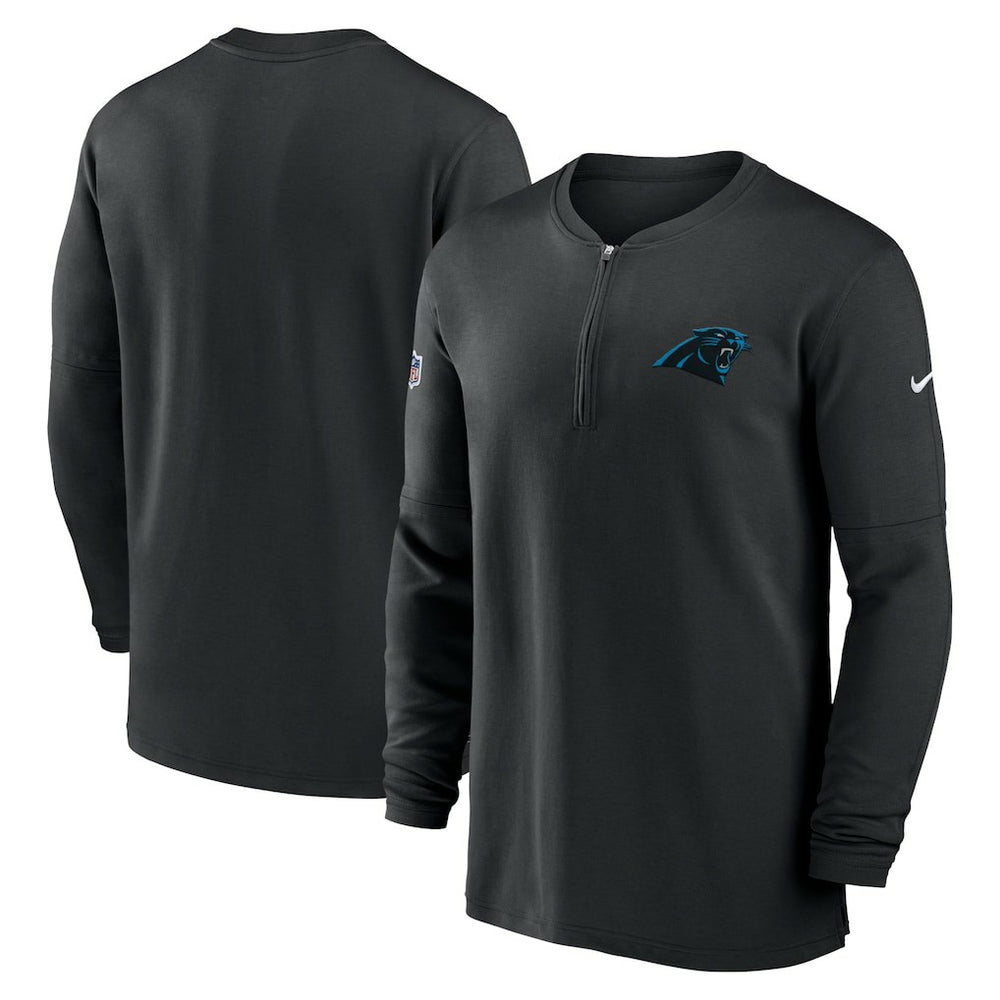 Nike Carolina Panthers 2023 Sideline Performance Long Sleeve Tri-Blend Quarter-Zip Top Black