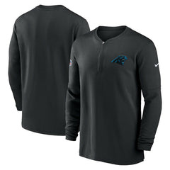 Nike Carolina Panthers 2023 Sideline Performance Long Sleeve Tri-Blend Quarter-Zip Top Black