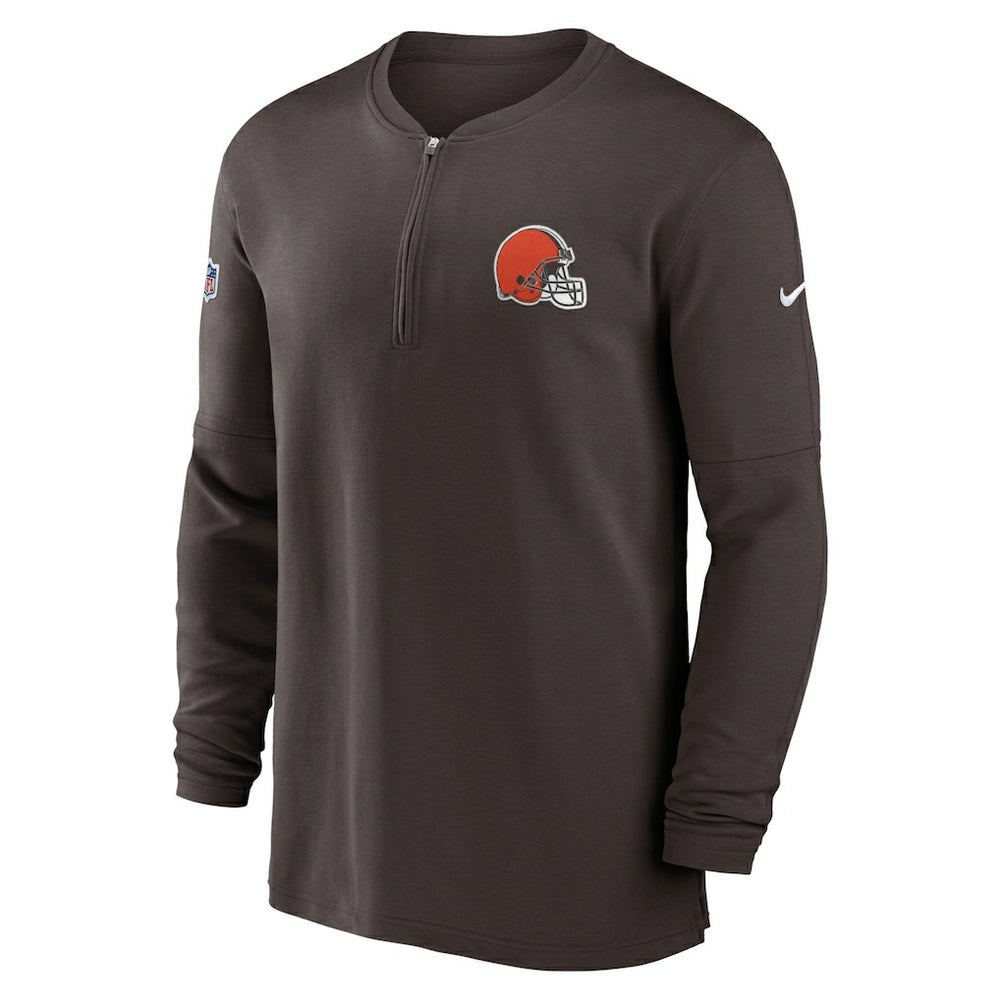 Nike Cleveland Browns 2023 Sideline Performance Long Sleeve Tri-Blend Quarter-Zip Top Brown