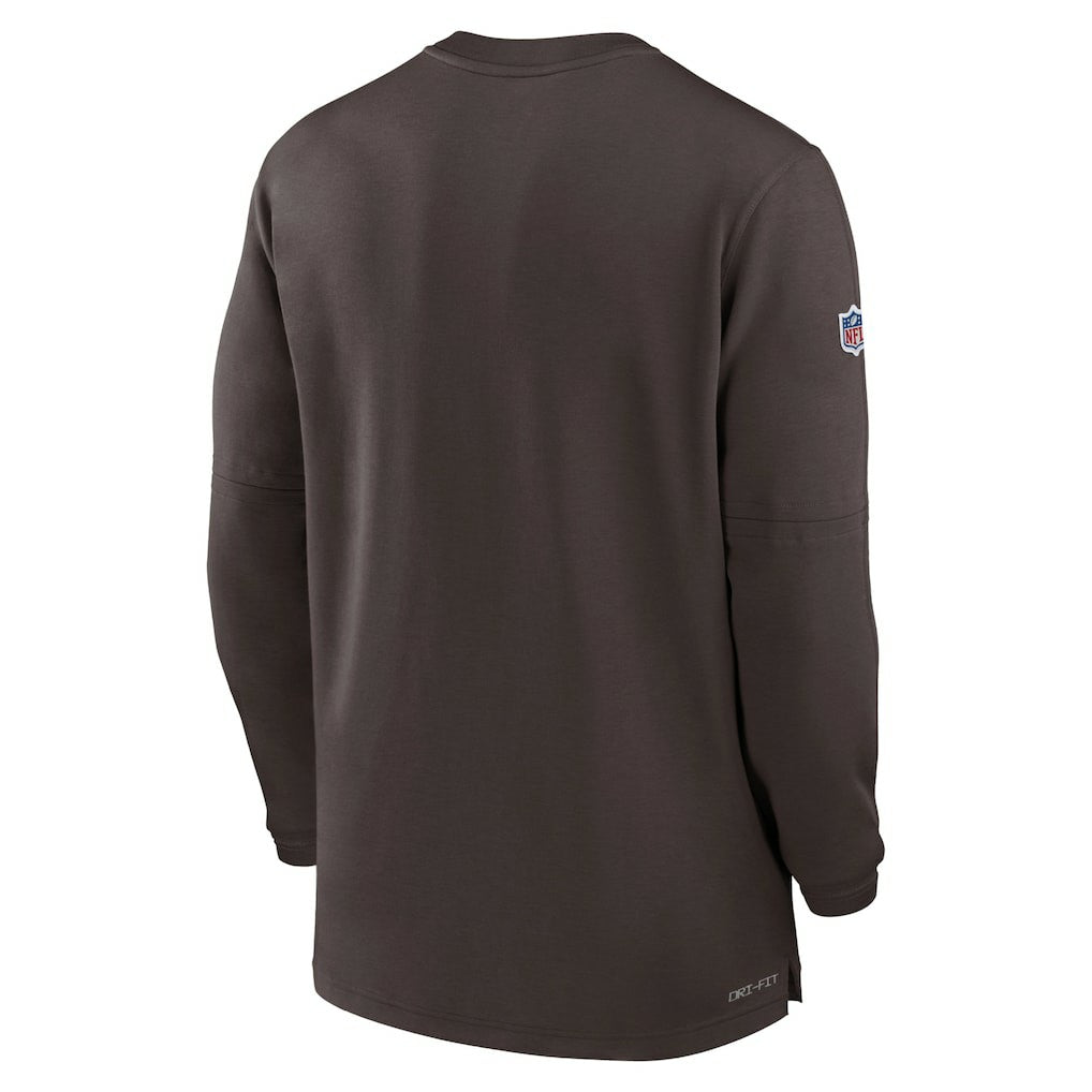 Nike Cleveland Browns 2023 Sideline Performance Long Sleeve Tri-Blend Quarter-Zip Top Brown