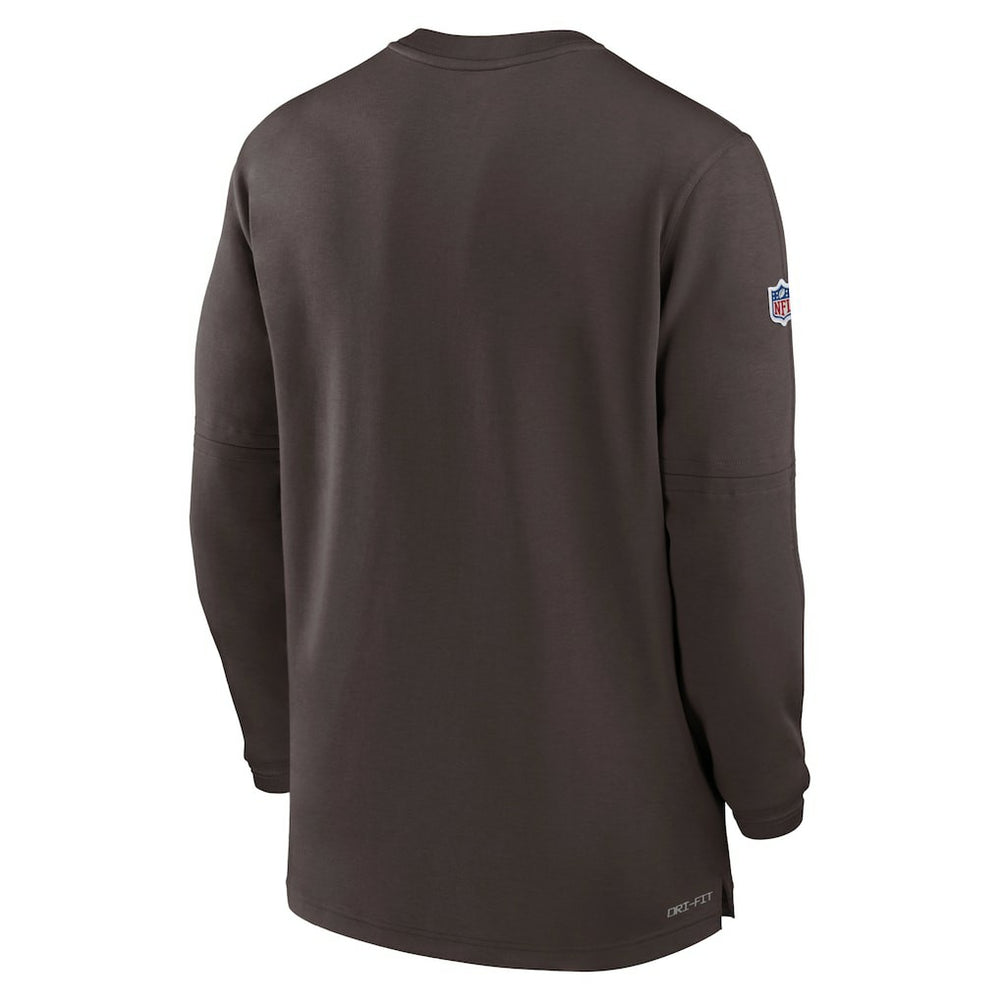 Nike Cleveland Browns 2023 Sideline Performance Long Sleeve Tri-Blend Quarter-Zip Top Brown