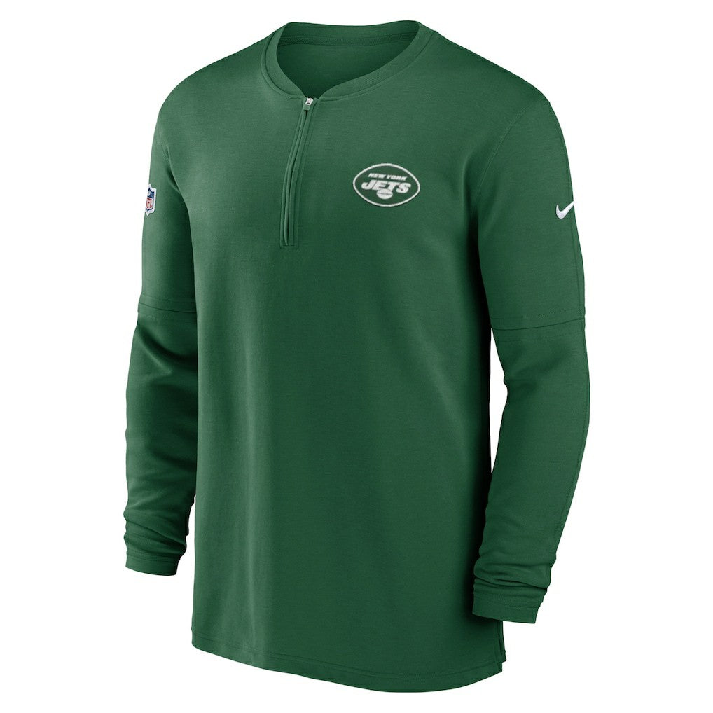 Nike New York Jets 2023 Sideline Performance Long Sleeve Tri-Blend Quarter-Zip Top Green