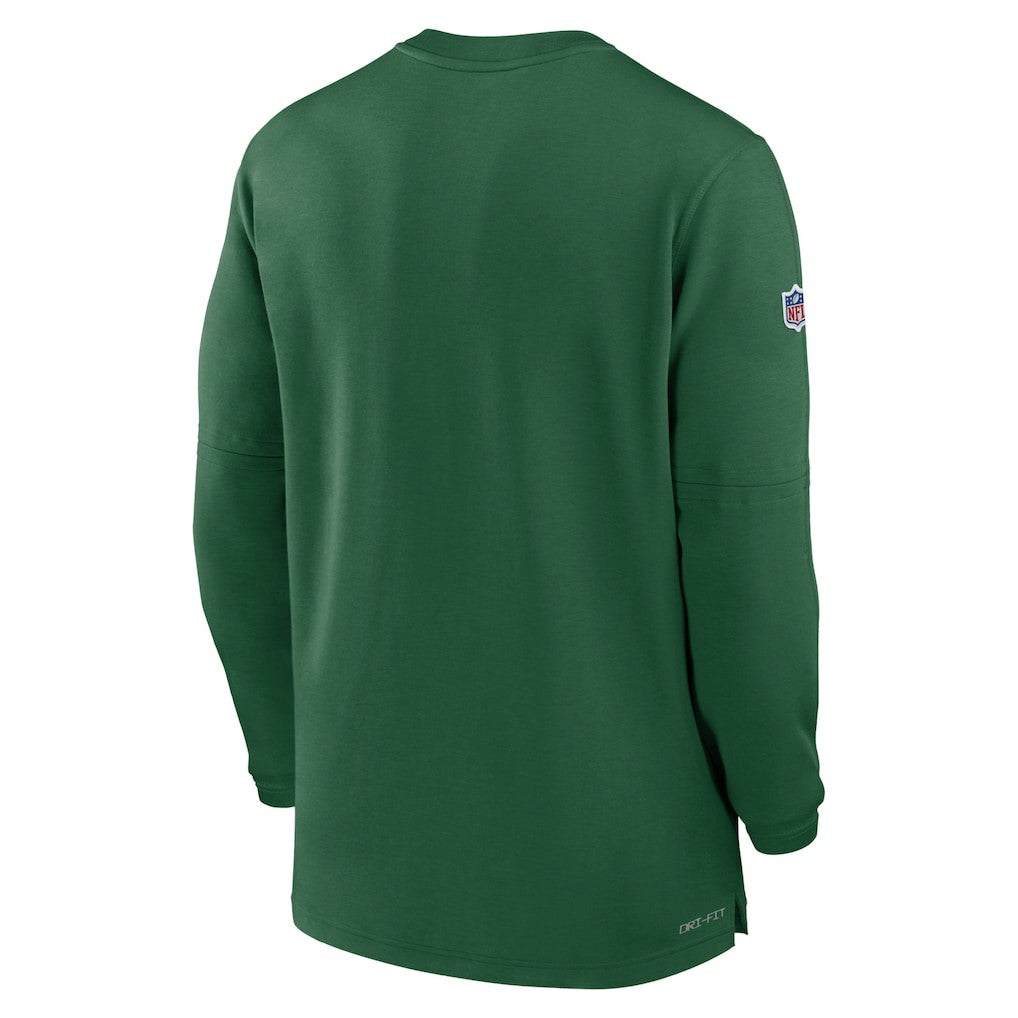 Nike New York Jets 2023 Sideline Performance Long Sleeve Tri-Blend Quarter-Zip Top Green