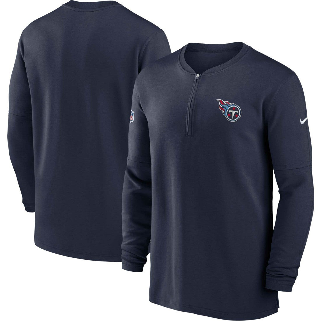 Nike Tennessee Titans 2023 Sideline Performance Long Sleeve Tri-Blend Quarter-Zip Top Navy