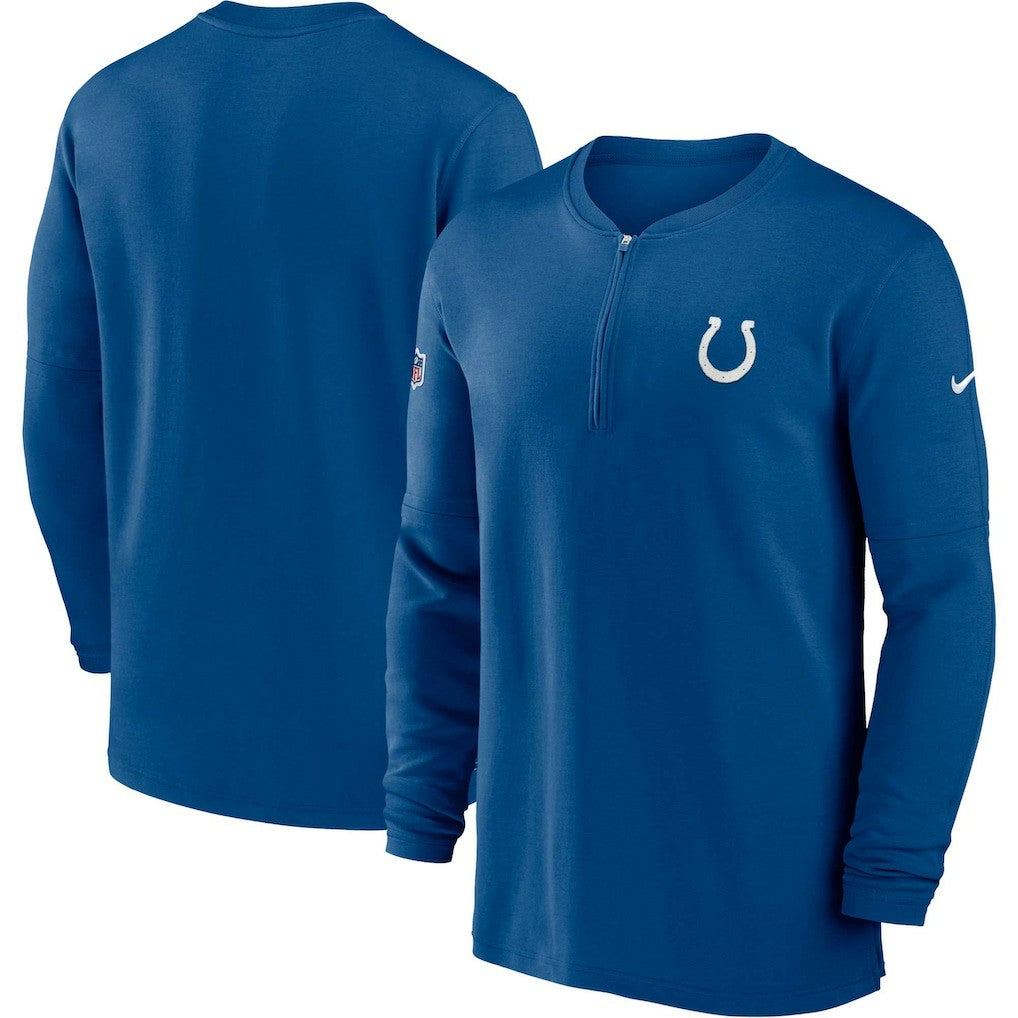 Nike Indianapolis Colts 2023 Sideline Performance Long Sleeve Tri-Blend Quarter-Zip Top Royal