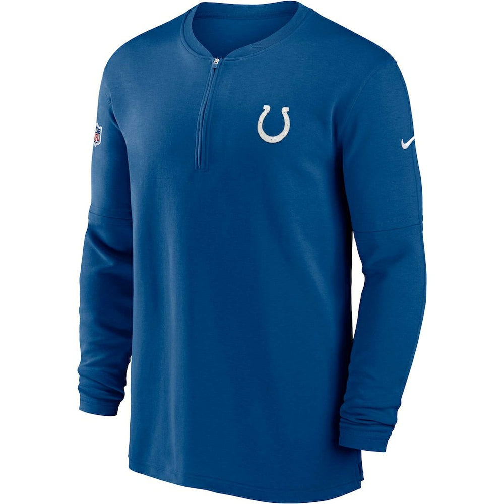 Nike Indianapolis Colts 2023 Sideline Performance Long Sleeve Tri-Blend Quarter-Zip Top Royal